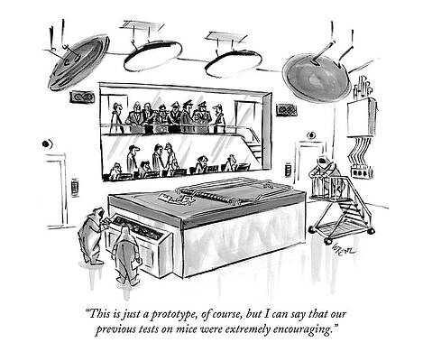 Lab Wall Art featuring the drawing This Is Just A Prototype by Lee Lorenz