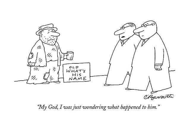 Memory Wall Art featuring the drawing My God, I Was Just Wondering What Happened To Him by Charles Barsotti