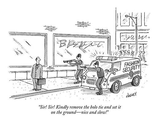 Fashion Security Cartoon Scene Drawing