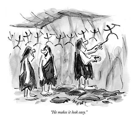 Stone Wall Art featuring the drawing He Makes It Look Easy by Lee Lorenz