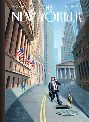 Man Falling Into Open Manhole Painting