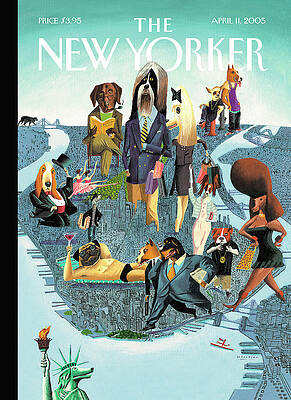 Dogs in Cityscape Wall Art