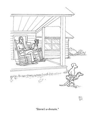 Rain Wall Art featuring the drawing Storm's A-brewin by Paul Noth