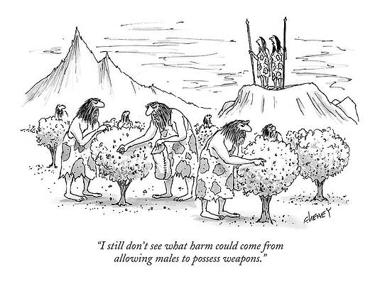 Cavemen Debating Weaponry Wall Art