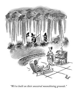 Native Drawing - We've Built On Their Ancestral Moonshining by Frank Cotham