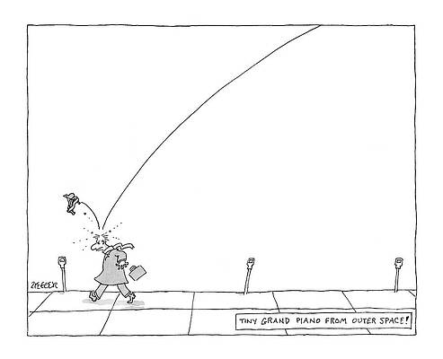Science Drawing - Tiny Grand Piano From Outer Space! by Jack Ziegler