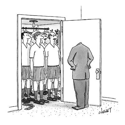 Headless Suit in a Closet Drawing