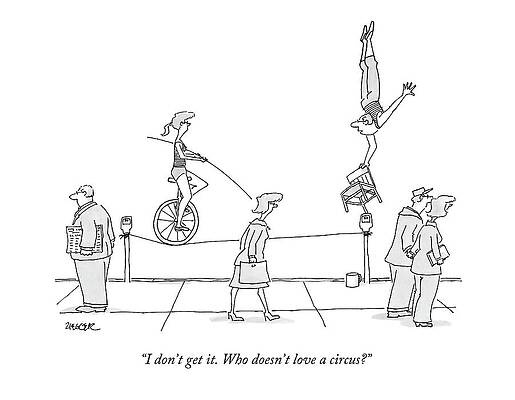 Circus Acts on Urban Street Drawing