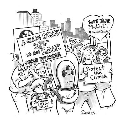Cartoon Climate Change Protest Drawing