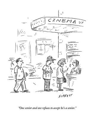 Movie Wall Art featuring the drawing One Senior And One Refuses To Accept He's by David Sipress