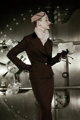 Vintage Fashion Model in Brown Suit Wall Art
