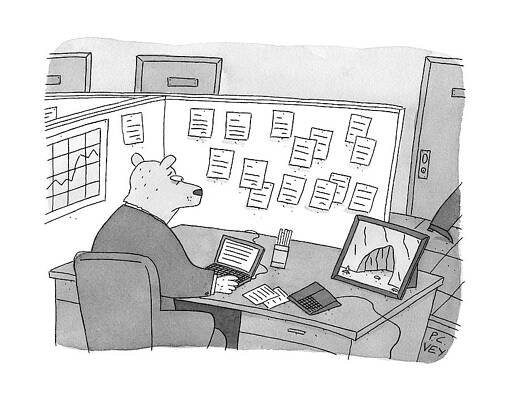 Bear at Office Desk Wall Art