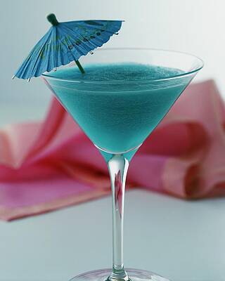 Tropical Blue Cocktail with Umbrella Photograph