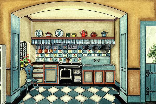 Charming Vintage Kitchen Interior Wall Art