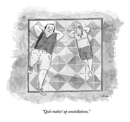 Sky Drawing - A Boy And His Father Look Up At The Stars by Emily Flake