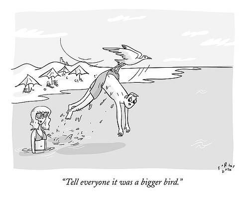 Summer Drawing - A Boy Is Carried Away By A Seagull by Farley Katz