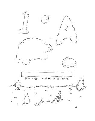 Sky Drawing - A Boy Looks Up At The Sky And Sees A Captcha by Liana Finck