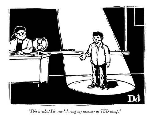 Summer Drawing - A Boy Stands In Front Of His Class Speaking by Drew Dernavich