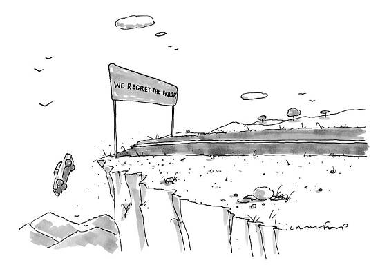 Car Plunging Off Cliff Wall Art