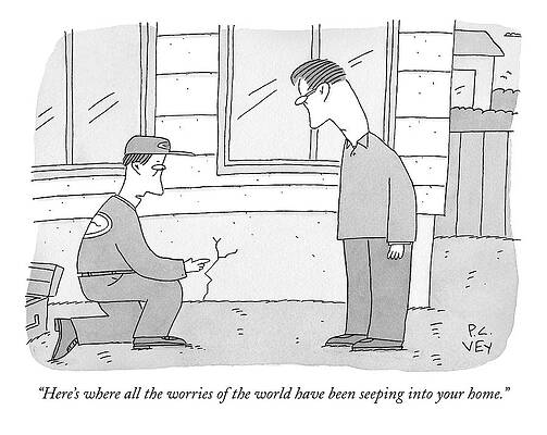 Cartoon: Home Worries Leak Drawing