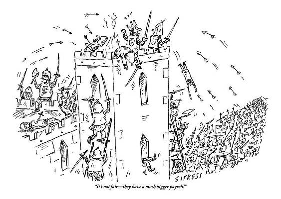 Battle Wall Art featuring the drawing A Castle Is Overwhelmed And Outnumbered by David Sipress