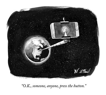 A Cell Phone Camera Is Held In Outer Space Print