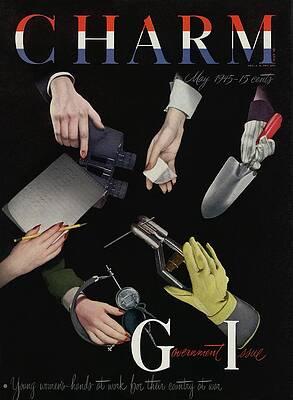 Group Of People Photograph - A Charm Cover Of Women's Hands Reaching For Tools by George Karger