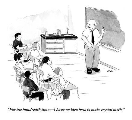 Teacher Drawing - A Chemistry Teacher Addresses His Students by Emily Flake