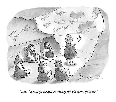 Money Wall Art featuring the drawing A Circle Of Cavemen Sit Around One Caveman Who by David Borchart