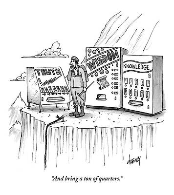 Mountain Wall Art featuring the drawing A Climber Stands On A Ledge by Tom Cheney