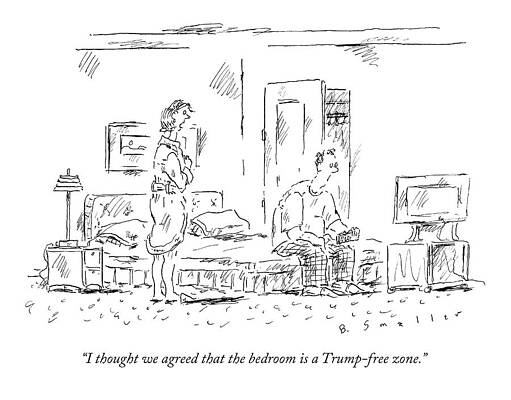 Tv Wall Art featuring the drawing A Couple In Their Bedroom by Barbara Smaller