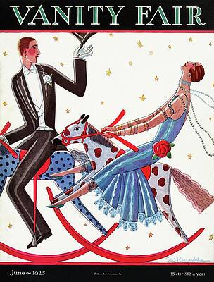 Elegant Couple on Rocking Horses Wall Art