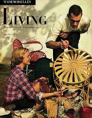 Magazine Digital Art - A Couple Painting A Chair by Herman Landshoff