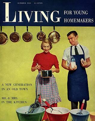 Red Digital Art - A Couple Standing Next To Ekco Products Cooking by Phillipe Halsman