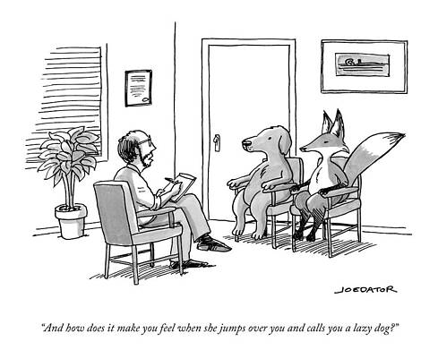 Animal Therapy Session with Fox and Dog Wall Art