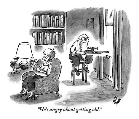 Humorous Moment with Elderly Couple Drawing