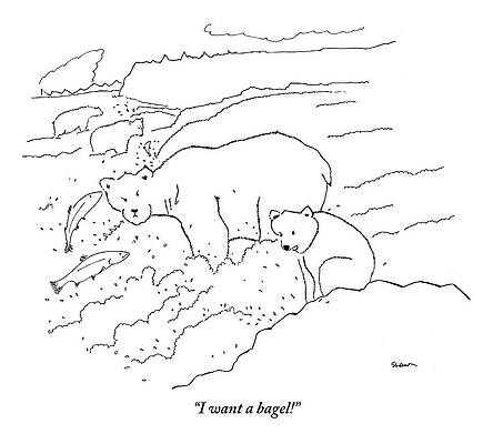 Bears Fishing with Humor Drawing