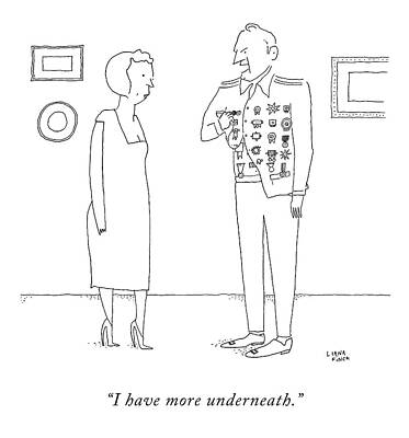 Naked Drawing - A Decorated Military Officer Shows by Liana Finck