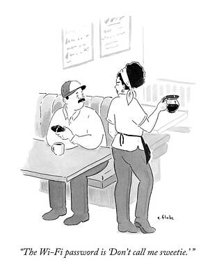 A Diner Waitress Talking To A Patron Print