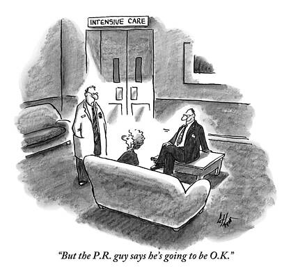 Public Wall Art featuring the drawing A Distraught Woman Address A Doctor by Frank Cotham