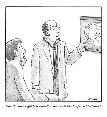 Brain Drawing - A Doctor Is Pointing At A Brain Scan. The Patient by Harry Bliss