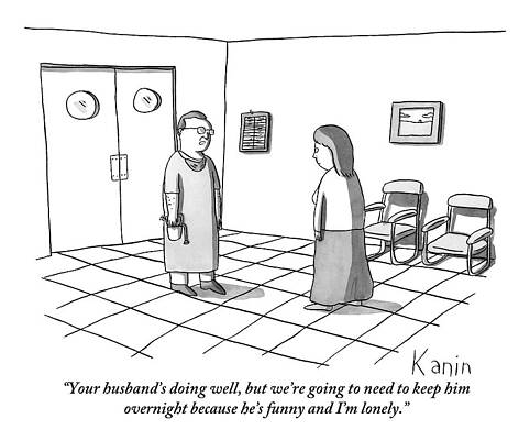 Lonely Wall Art featuring the drawing A Doctor Is Seen Talking To A Woman by Zachary Kanin