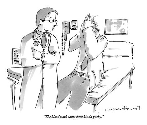 Patient Drawing - A Doctor Is Talking To A Patient Seated by Michael Crawford