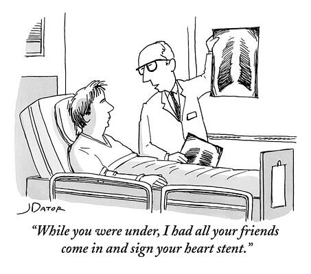 Patient Drawing - A Doctor Shows An X-ray To His Patient Who by Joe Dator