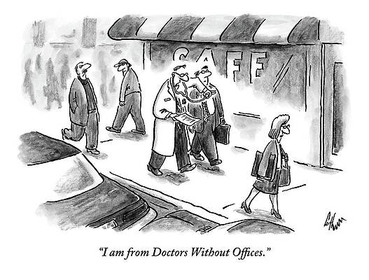 Walking Drawing - A Doctor Walks On The Street Alongside by Frank Cotham