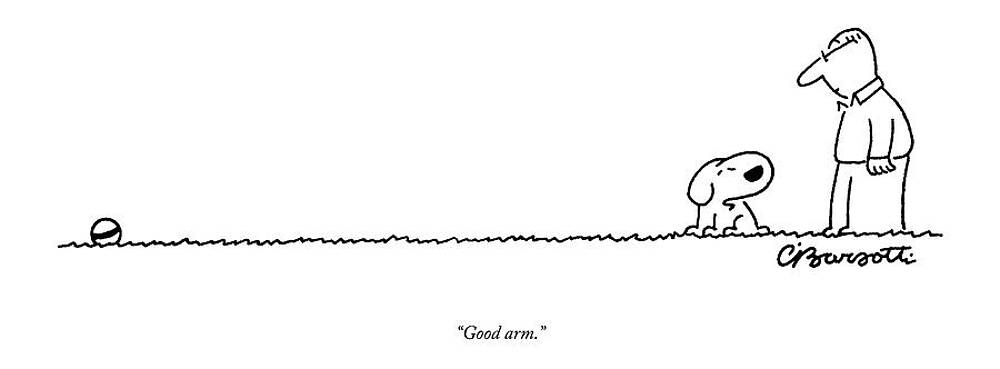 Cartoon Man and Dog with Ball Wall Art