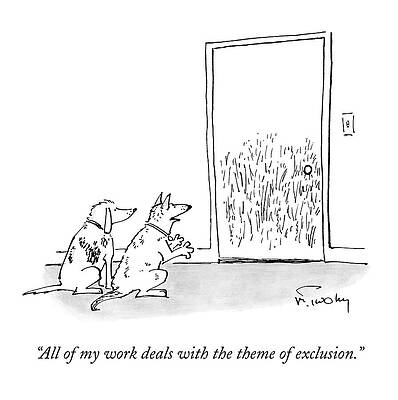 Two Dogs Contemplating a Door Drawing