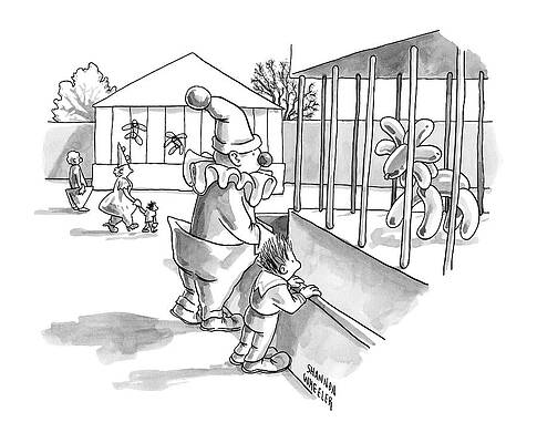 Balloon Wall Art featuring the drawing A Father And Son by Shannon Wheeler