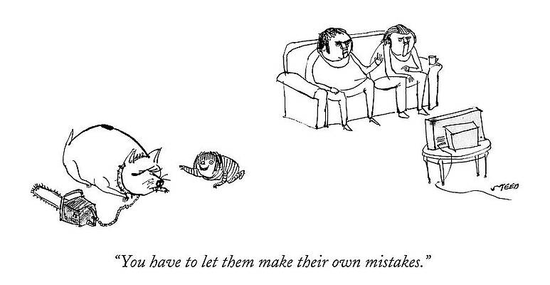 Cats and Owners Watching Television Drawing