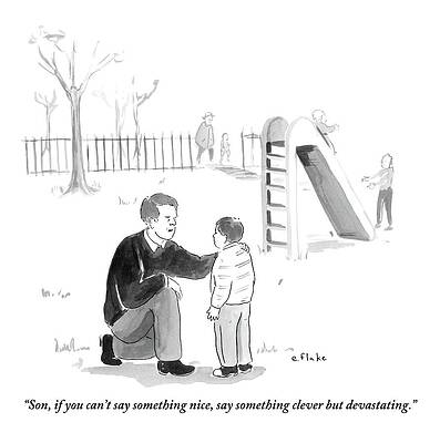 Father's Clever Advice in the Park Drawing